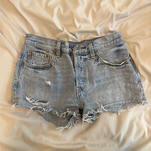 Levi's Light Blue Distressed Jean Shorts